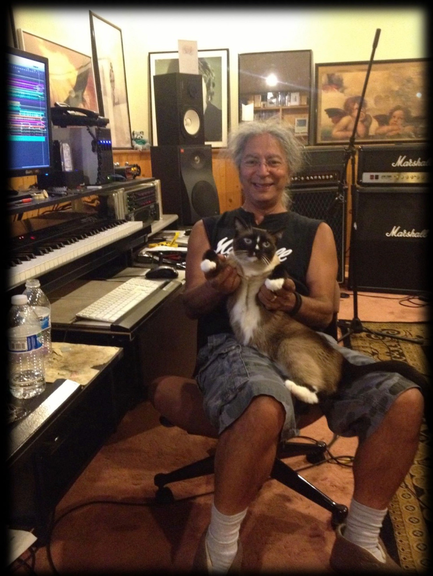 My shy assistant Buddy in the Strongheart Recording Studio.